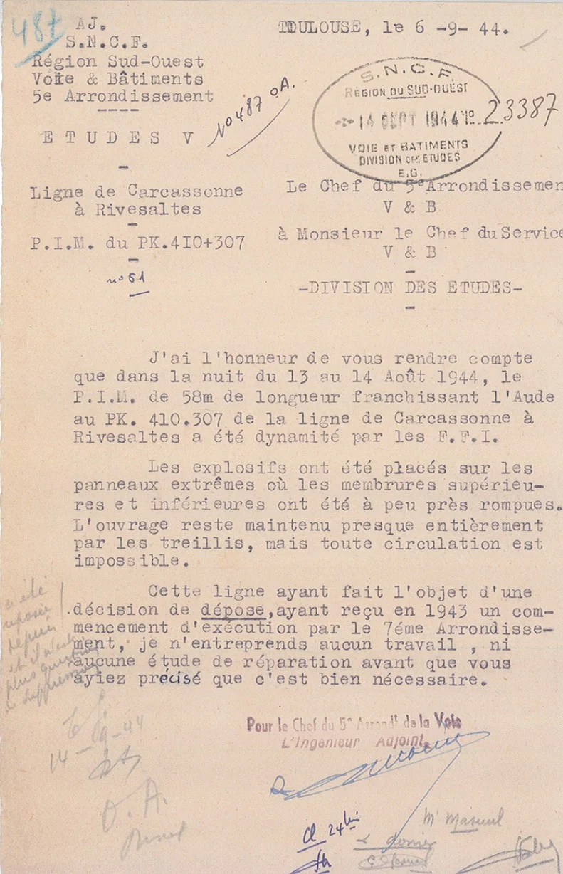 attentat ligne quillan-Rivesaltes